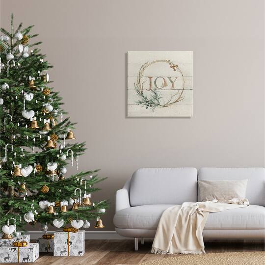 Stupell Industries Seasonal Winter Joy Wreath Canvas Wall Art